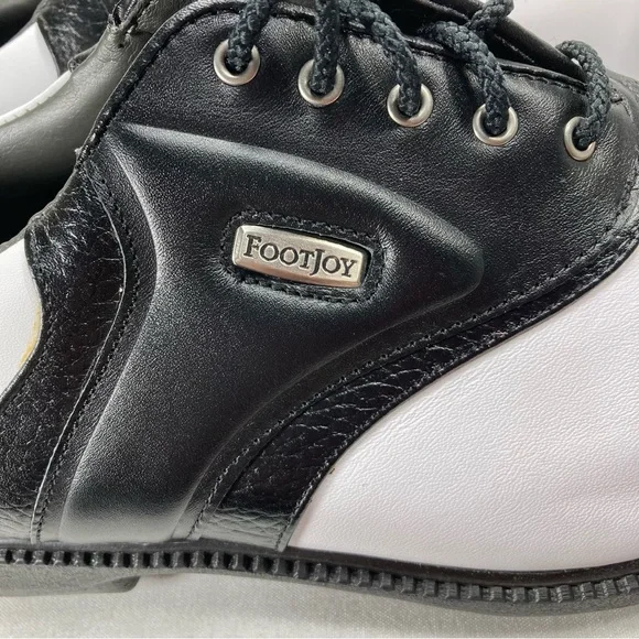 FootJoy SuperLites 58088 White Black Leather Low Golf Shoes Men's Sz 9.5